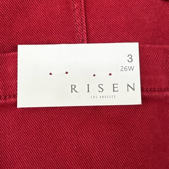 Brand New Risen High Rise Ankle Length Jeans Wine Red Fall Denim Cotton Stretch - Picture 11 of 16